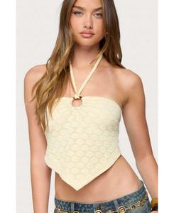 Женский топ-халтер Alana с цветочным принтом в виде платка Edikted, Cream