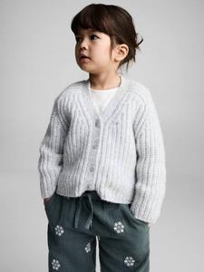 Детские брюки на завязках с цветочной вышивкой лагуна Mango, цвет Green/White