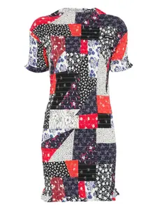 Платье мини в технике пэчворк Miu Miu, синий