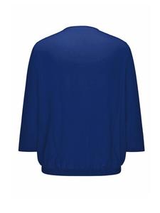 GOLDNER Укороченный размер: шифоновая блузка/рубашка с рукавами 3/4, круглым вырезом, королевского синего цвета