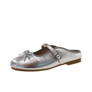 Aimilian Женские противоскользящие тапочки с закрытым носком серебристые, цвет Silver