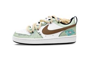 Кроссовки Nike Court Borough Skateboarding Shoes Women's Low-top Brown/white/green, зеленый