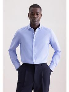 Seidensticker Приталенная деловая рубашка среднего синего цвета