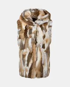 Женский жилет из кроличьего меха с помпонами Woman El Corte Inglés, белый