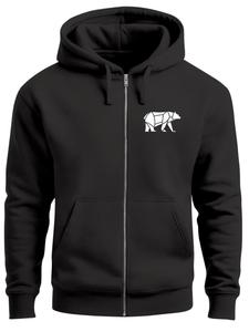 Neverless Толстовка с молнией 'Bär Lineart Polygon' в черном цвете