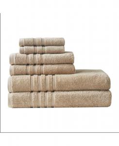Набор из 6 банных полотенец, 67% хлопок, 33% полиэстер, экологичная смесь, впитывающие, для ванной комнаты и спа-салона, повседневные Home Outfitters, Beige/khaki