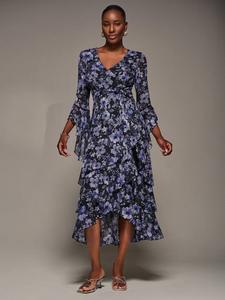 Платье с цветочным принтом и рюшами из сетки Jolie Moi, Black Floral