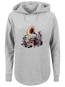 Толстовка F4NT4STIC Gothic Skeleton Vintage Vinyl Plattenspieler, Grey/mottled grey