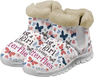 Женские зимние ботинки Howilath с фланелевой подкладкой, снегоступы для улицы с плюшевой меховой подкладкой, Butterfly Floral