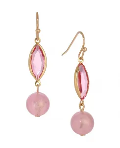 Серьги-Подвески из стеклянных акриловых бусин 2028, pink