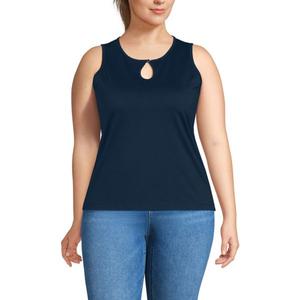 Майка больших размеров с вырезом-замочной скважиной Lands' End, цвет radiant navy