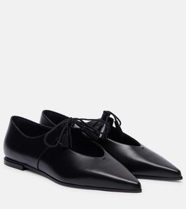 Кожаные балетки на шнуровке Max Mara, черный