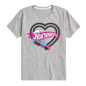 Футболка с рисунком в виде сердца и следов шин для мальчиков 8-20 лет Hot Wheels, серый