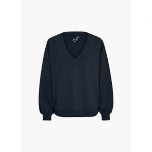 Пуловер Juvia LEA ФЛИСОВЫЙ СВИТЕР С V-ОБРАЗНЫМ ВЫРЕЗОМ И ПЫШНЫМ ПЛОТОЙ, темно-синий