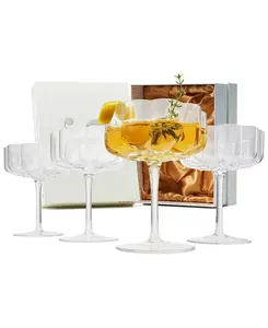 Винтажные бокалы-купе Khen с волнистым цветком, набор из 4 шт. The Wine Savant, clear