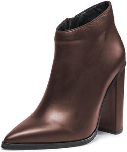 Женские сексуальные ботильоны YDN с острым носком, застежкой-молнией, массивными высокими каблуками для бизнеса и вечеринок, размеры 4-16 US, Brown