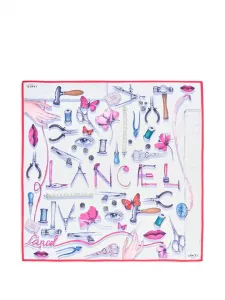 Шелковый платок с принтом Lancel, белый