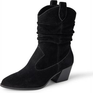 Женские модные западные сапоги до середины икры Amazon Essentials, Black