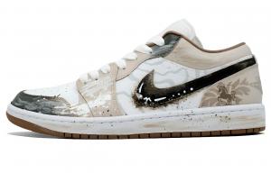 Air 1 Odes To Horses Кожаные с амортизацией низкие винтажные баскетбольные кроссовки Unisex Jordan, априкот