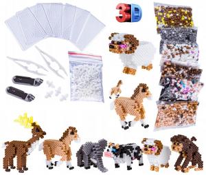 Набор 3D-гладильных бусин, 3000 шт. Фигурки трехмерных животных PakaNiemowlaka