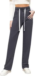 Прямые джинсы для женщин с высокой талией, эластичные и мешковатые