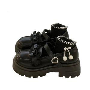 LIANGHUO Женские туфли Мэри Джейн на массивном каблуке черные, цвет Black