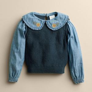 Блузка-жилет для девочки Little Co. By Lauren Conrad, Denim Emb Flw Collar