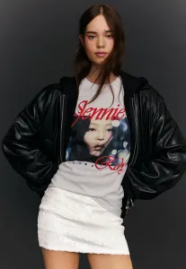 Мини-Юбка с пайетками Bershka, White