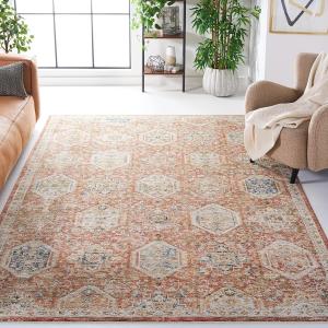 Ковер SAFAVIEH, 244 x 305 см, - коллекция Silverado - большой - Rust & Blue, традиционный винтажный дизайн с эффектом потертости, не линяет и легко чистится, идеально для гостиной, спальни, офиса, столовой (SVD108P)