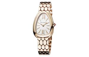 BVLGARI Серпанти серии наручные часы кварцевый механизм 18К розовое золото ремешок белый циферблат женские часы