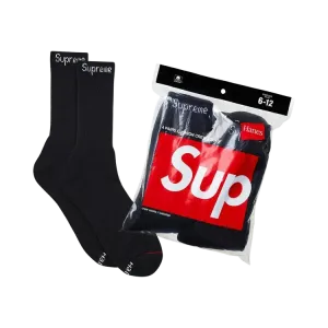 Носки Supreme x Hanes Crew Socks (4 Pack), черный