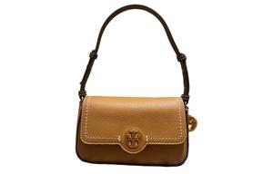 TORY BURCH Сумка-мессенджер из личи зерновой кожи женская коричневая, Brown