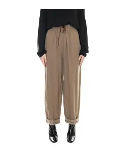 Коричневые женские брюки, стандартный крой, пояс на шнуровке. Alessia Santi, коричневый