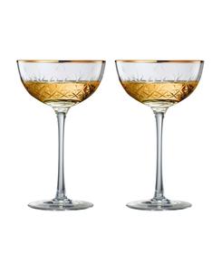 Винтажные бокалы в стиле ар-деко, набор из 2 штук The Wine Savant, прозрачный