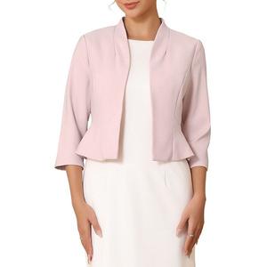 Женский кардиган-блейзер без воротника с коротким рукавом Inspire Chic, Pink