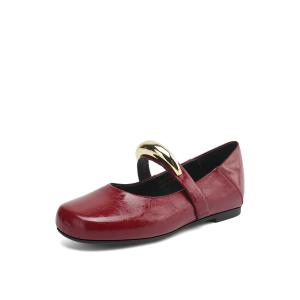 BOERDIQI Бордовые женские балетки на плоской подошве 1 см с овчинной стелькой, цвет Burgundy (Sheepskin Insole)