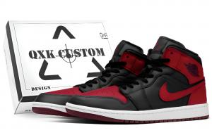 Jordan Баскетбольные кроссовки Air 1 Prohibited Wear Box с высоким верхом, устойчивые к истиранию, винтажные, унисекс, черно-красные