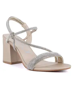 Женские босоножки Neeve с открытым носком и стразами Sugar, коричневый/бежевый