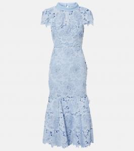 Коктейльное платье с цветочным кружевом Self-Portrait, синий