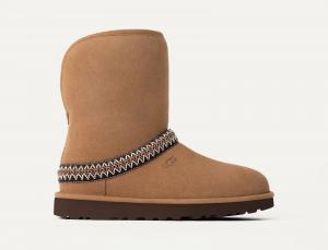 Женские короткие ботинки Ugg Classic шорты Crescent 1161770-CHE, коричневые, на флисовой подкладке, RHS6859