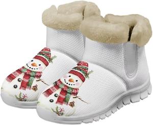 Женские зимние сапоги Jeiento на Рождество, женские рождественские ботинки, зимние ботильоны с утепленной фланелевой подкладкой, Christmas Cute Snowman
