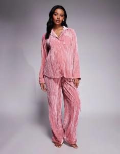 Пижамный комплект для беременных ASOS DESIGN из бархатной фактуры розового цвета