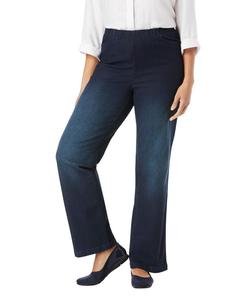Женские джинсы Within Fineline Stretch Denim Wide-Leg Pull-On Woman Within, Indigo sanded