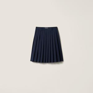 Плиссированная юбка из рипстопа MIU MIU, синий