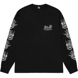 Ведьмак пигментная крашеная футболка с длинным рукавом Stussy, черный