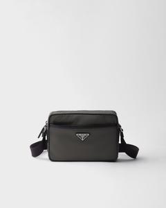 Плечевая сумка из переработанного нейлона и сафьяновой кожи Prada, зеленый