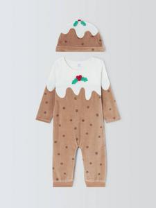 Детский рождественский костюм из велюра с шапочкой John Lewis, Multi