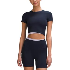 Футболка для йоги Lululemon, цвет True Marine Blue/Lilac/Navy Blue