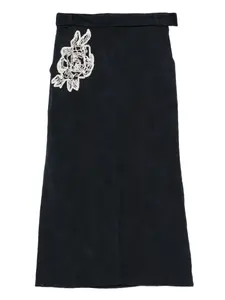 Юбка миди с цветочной аппликацией Erdem, синий