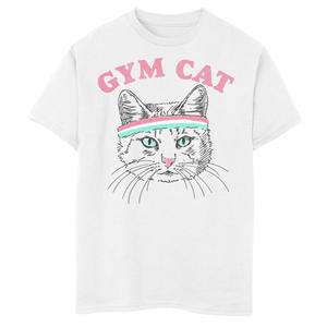 Футболка с рисунком кота в тренажерном зале для мальчиков 8–20 лет с повязкой на голову Licensed Character